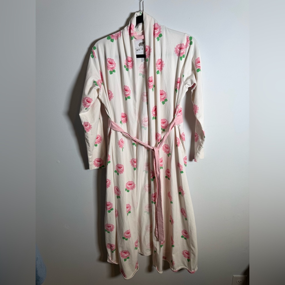 M + A Lounge Pink Rose Floral Robe Kimono Cottagecore Loungewear Robe XS/S